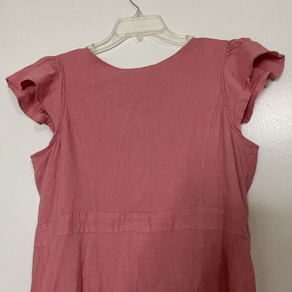 Rachel Parcell Pink linen blend button down midi ruffle hem dress size XL - Picture 7 of 8